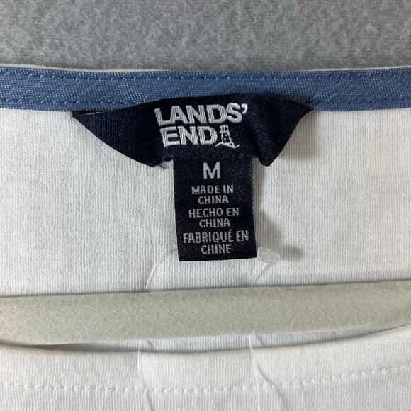 NWT Women's White LANDS END 3/4 Sleeve Boat Neck Pima‎ Cotton Tee M - Picture 5 of 6